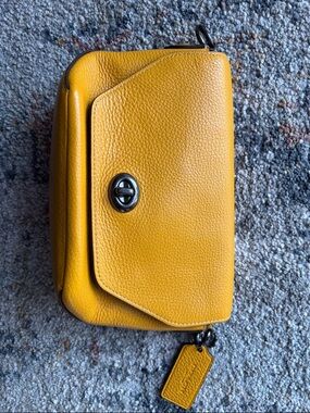 Coach Yellow Pebbled Leather Shoulder Bag